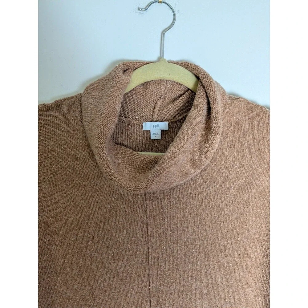 J.Jill Women's Sweater Dress Sz Small Cowl Neck Long Sleeve Stretch Camel Brown